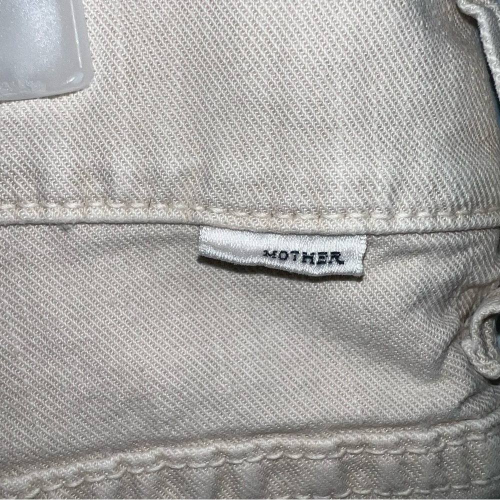 MOTHER The Insider Ankle Fray Jeans Size 31 Chalk It Up Raw Hem Jeans Denim Tan - Picture 5 of 12